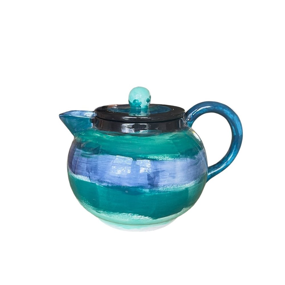 Ceramic Blue Green Unbranded 7 cups Tea Pot Pre-owned